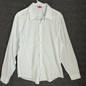 Guess Men Cotton White Button Up Long Sleeve Shirt  Sz L